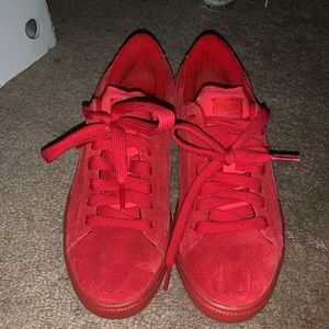Red suede puma sneaker